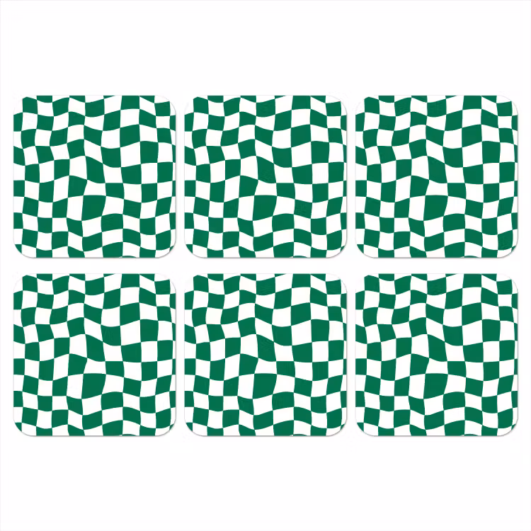 Schaakbord - Golvend - Groen onderzetter kurk middel 366 -3d