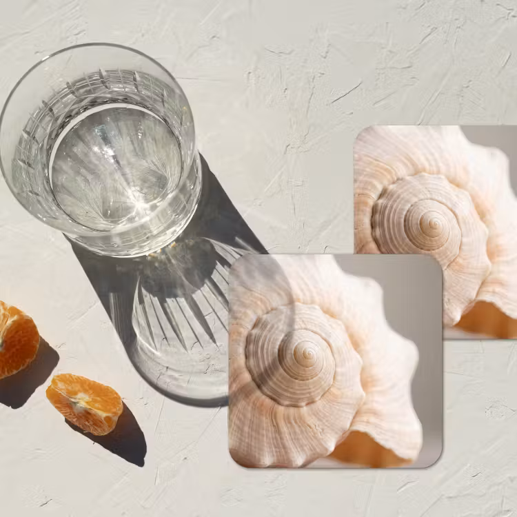 Schelp - Detail - Beige onderzetter kurk middel -sfeer4