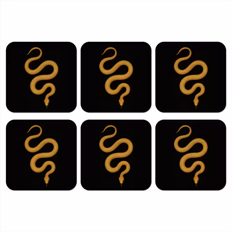 Slang - Minimalistisch - Goud onderzetter kurk middel -3d