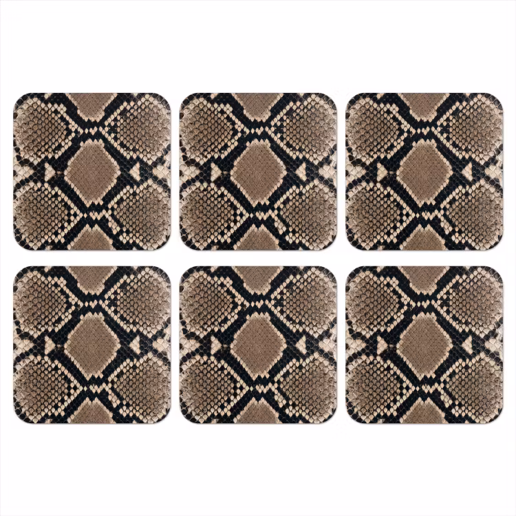 Slangenprint - Python - Bruin onderzetter kurk middel -3d
