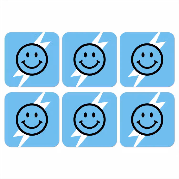 Smiley - Blauw - Bliksem onderzetter kurk middel -3d
