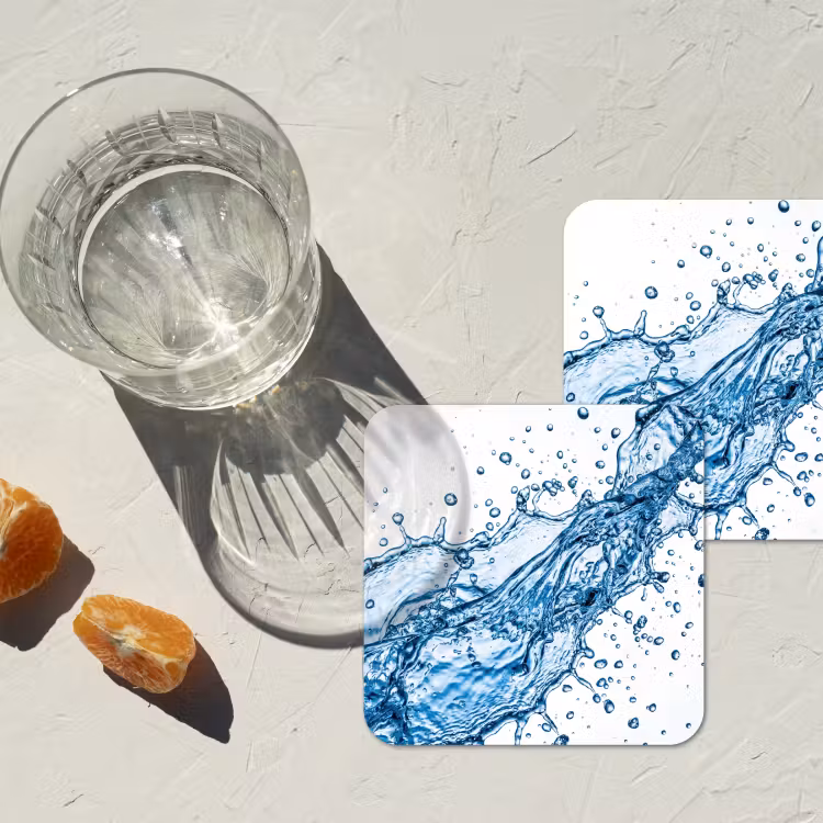 Spash - Water - Blauw onderzetter kurk middel -sfeer4