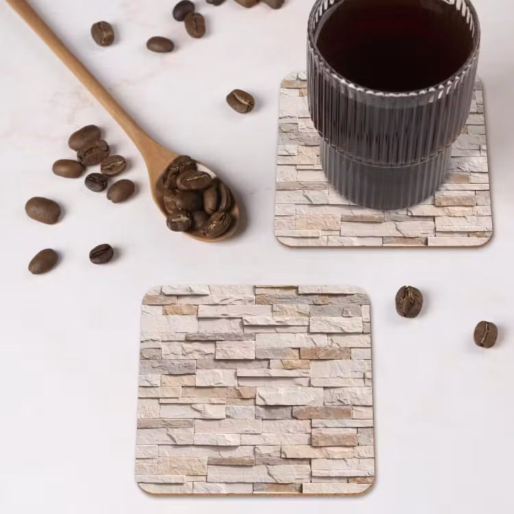 Steen - Muur - Textuur - Rustiek - Beige onderzetter kurk middel -sfeer2