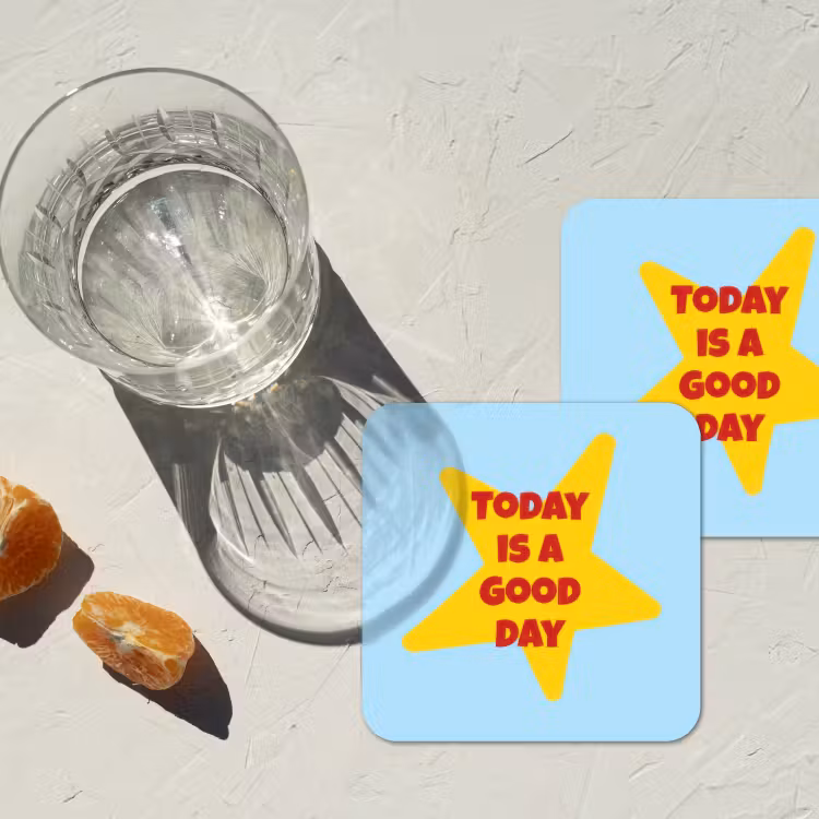 Ster - Today is a good day - Blauw onderzetter kurk middel -sfeer4