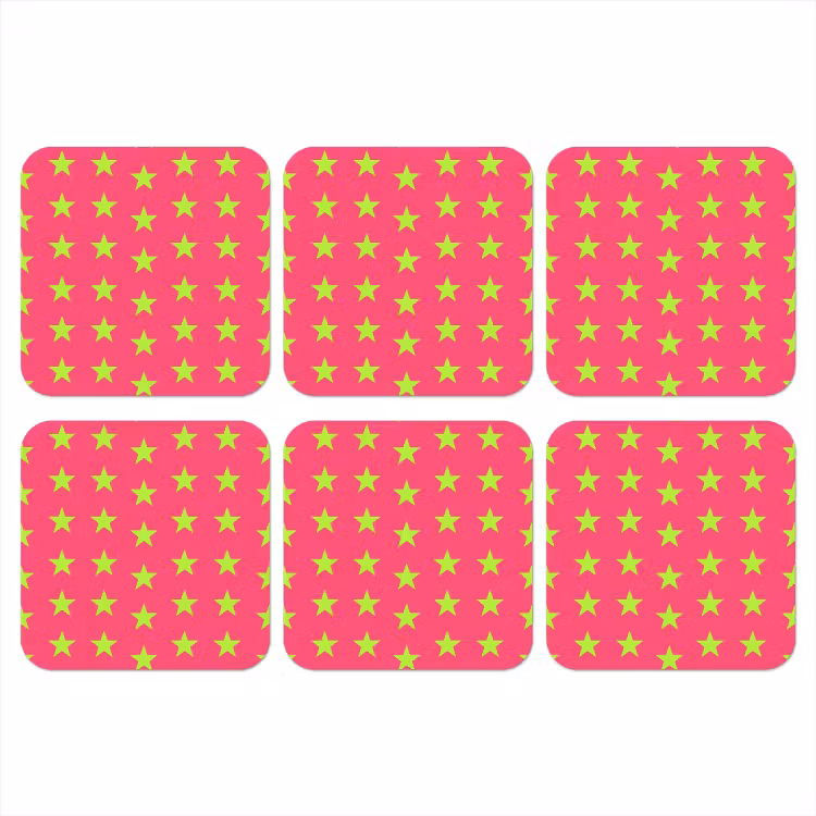 Sterren - Patroon - Roze onderzetter kurk middel 366 -3d