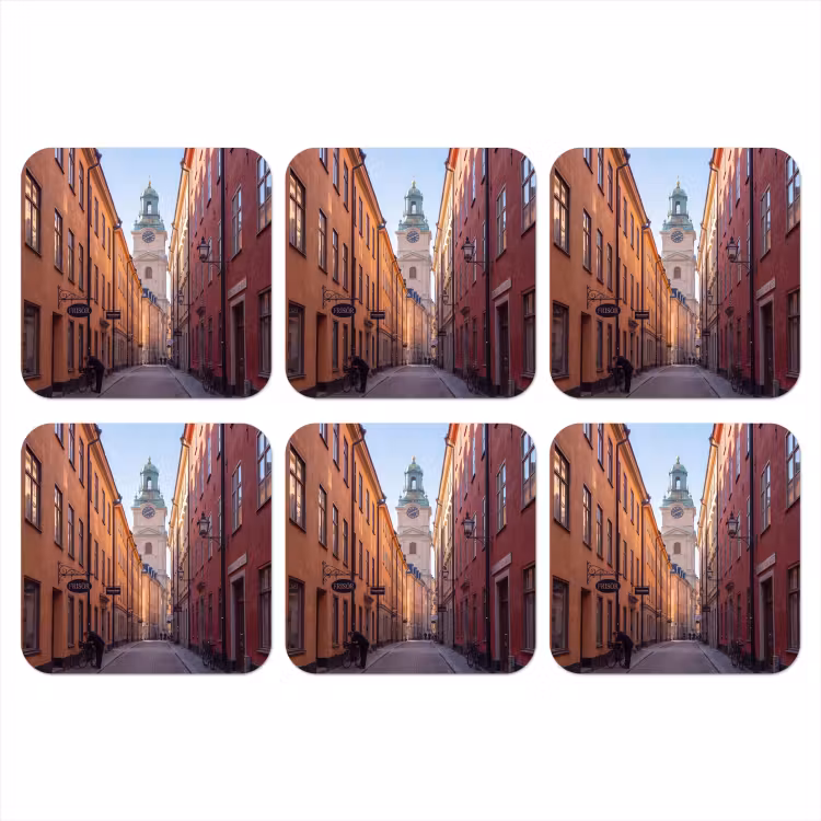 Straat - Klokkentoren - Stad - Architectuur - Historisch onderzetter kurk middel -3d