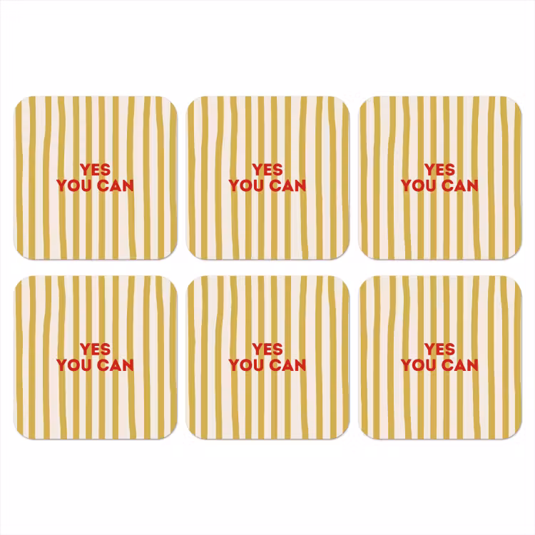 Strepen - Abstract - Yes you can - Rood onderzetter kurk middel -3d