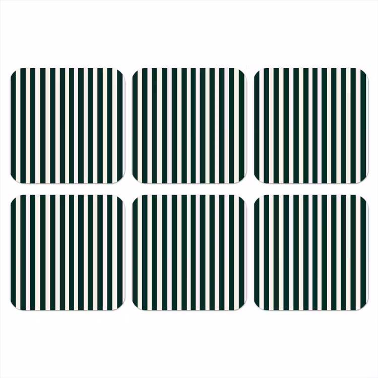 Strepen - Klassiek - Groen onderzetter kurk middel 366 -3d