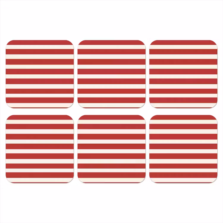 Strepen - Patroon - Rood onderzetter kurk middel 366 -3d