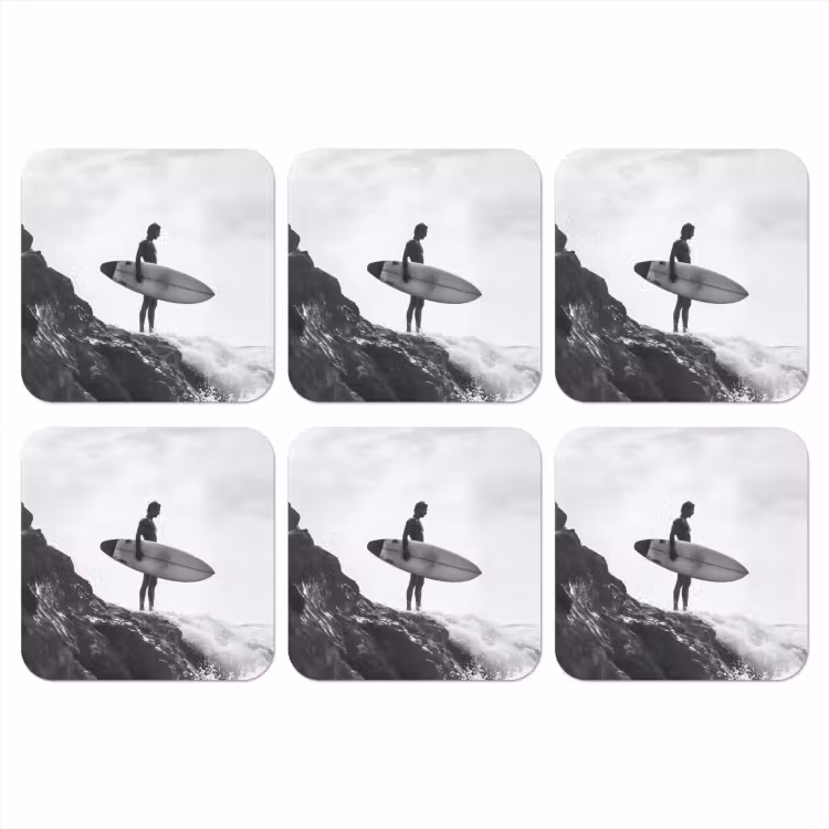 Surfer - Rots - Oceaan - Golven onderzetter kurk middel -3d