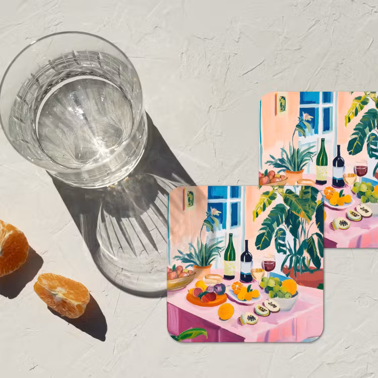 Tafel - Wijn - Fruit onderzetter kurk middel -sfeer4