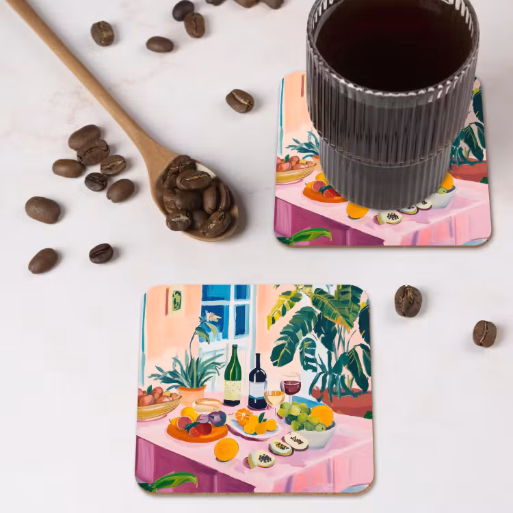 Tafel - Wijn - Fruit onderzetter kurk middel -sfeer2
