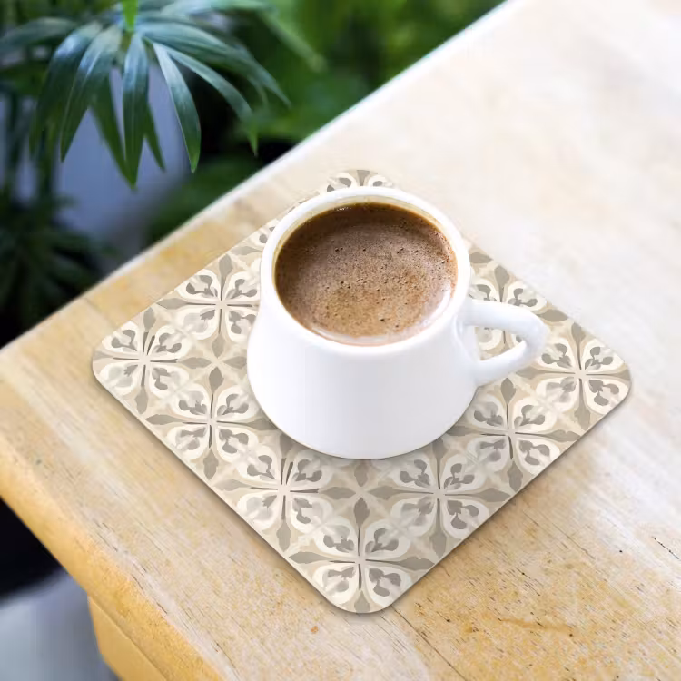 Tegel - Motief - Beige onderzetter kurk middel 366 -sfeer5