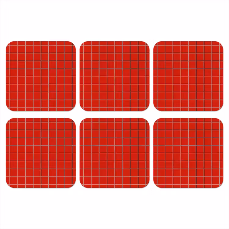 Tegel - Patroon - Kersen - Rood onderzetter kurk middel 366 -3d