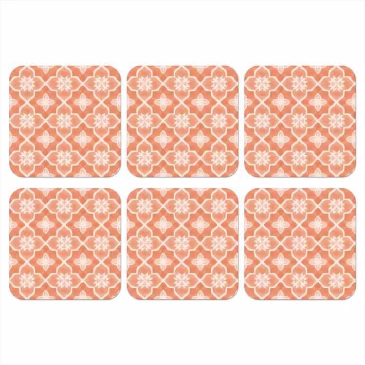 Tegelpatroon - Arabesk - Vintage - Terracotta onderzetter kurk middel 366 -3d