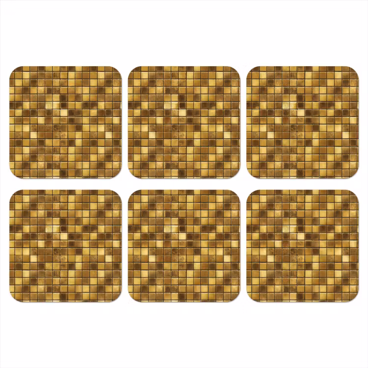 Tegels - Mozaïek - Luxe - Warm Goud onderzetter kurk middel 366 -3d