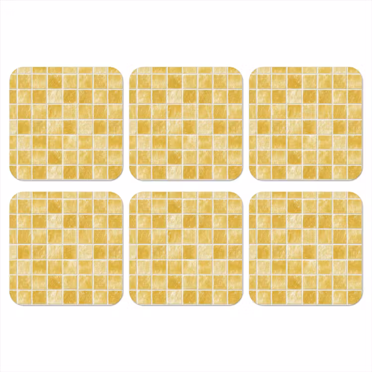 Tegels - Mozaïek - Textuur - Goudgeel onderzetter kurk middel 366 -3d