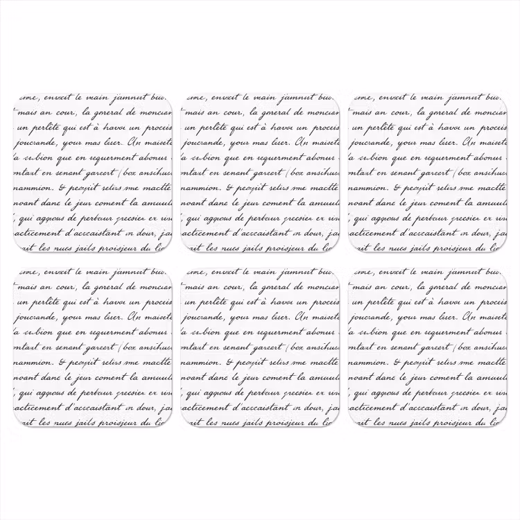Tekst - Handschrift - Klassiek - ZwartWit onderzetter kurk middel -3d
