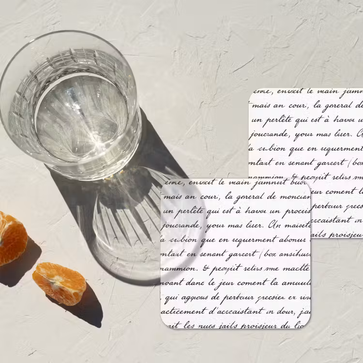 Tekst - Handschrift - Klassiek - ZwartWit onderzetter kurk middel -sfeer4