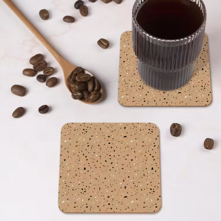 Terrazzo - Patroon - Beige onderzetter kurk middel 366 -sfeer2
