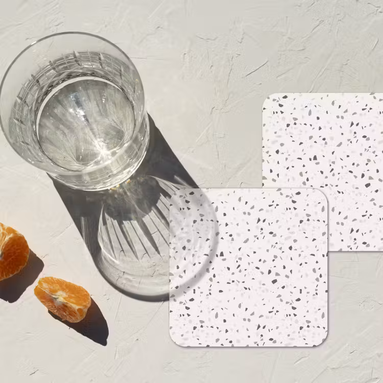 Terrazzo - Patroon - Créme onderzetter kurk middel 366 -sfeer4