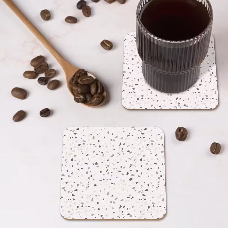 Terrazzo - Patroon - Créme onderzetter kurk middel 366 -sfeer2