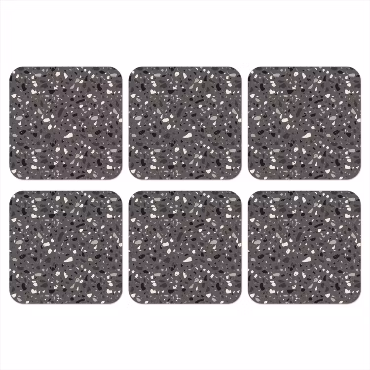Terrazzo -  Patroon - Grijs onderzetter kurk middel 366 -3d