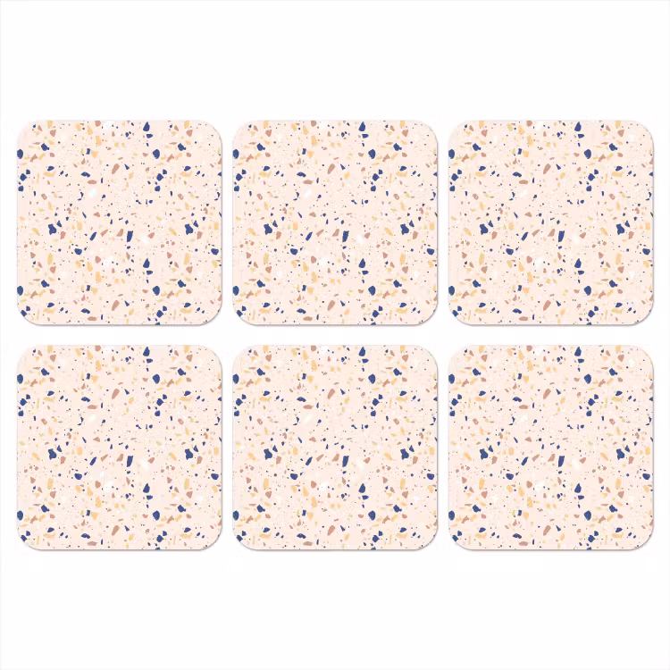 Terrazzo - Patroon - Kleurrijk - Indigo onderzetter kurk middel 366 -3d
