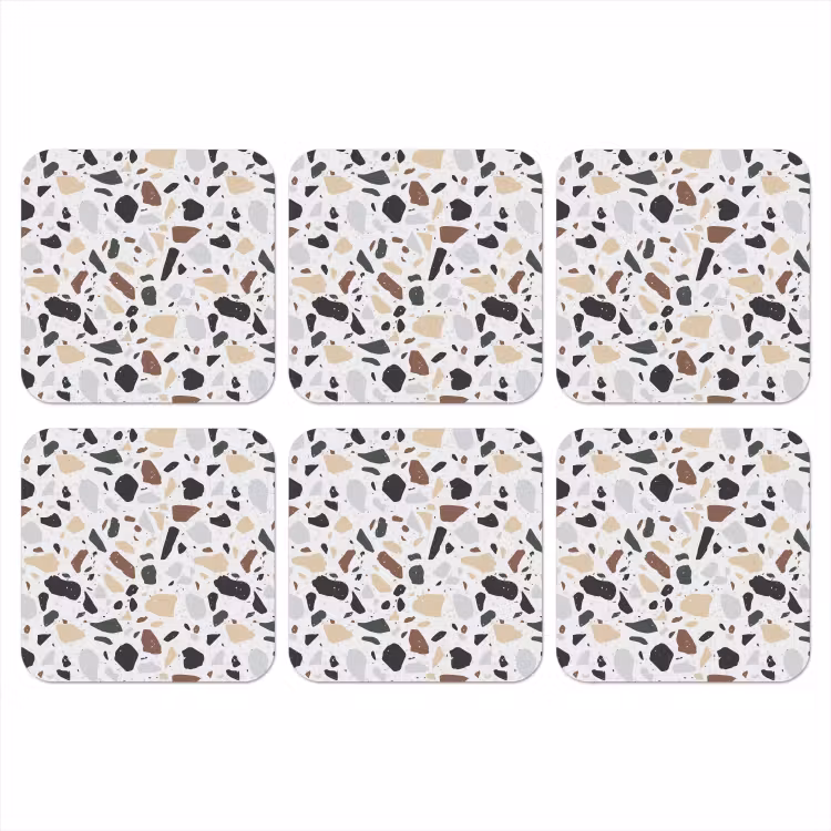 Terrazzo -  Patroon - Kleurrijk - Klei onderzetter kurk middel 366 -3d