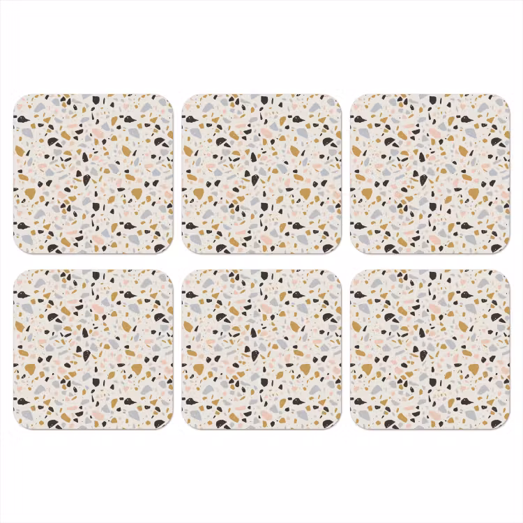 Terrazzo - Patroon - Neutraal - Zacht - Multi onderzetter kurk middel 366 -3d