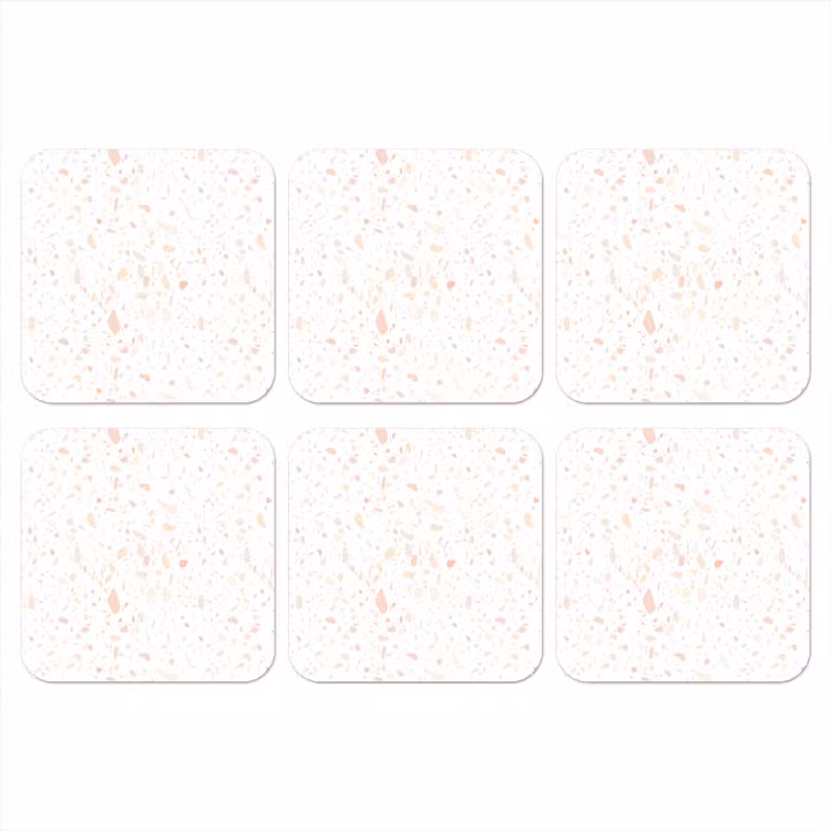 Terrazzo - Patroon - Wit - Perzik onderzetter kurk middel 366 -3d