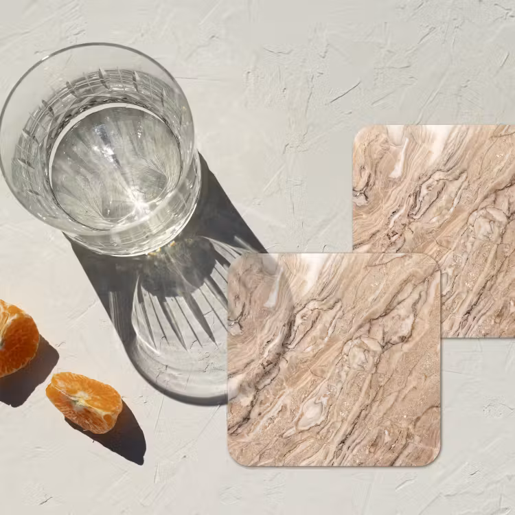 Textuur - Aders - Abstract - Modern - Beige onderzetter kurk middel -sfeer4