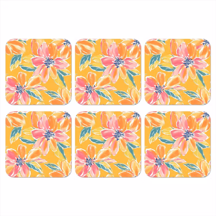 Textuur - Bloemen - Kleurrijk onderzetter kurk middel 366 -3d