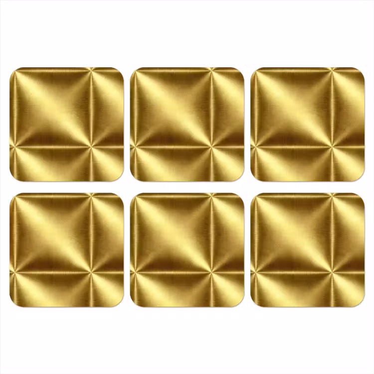 Textuur - Geborsteld Goud - Industrieel - Metallic onderzetter kurk middel 366 -3d