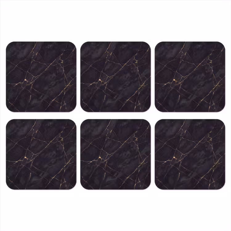 Textuur - Gouden lijnen - Abstract - Modern - Zwart onderzetter kurk middel -3d