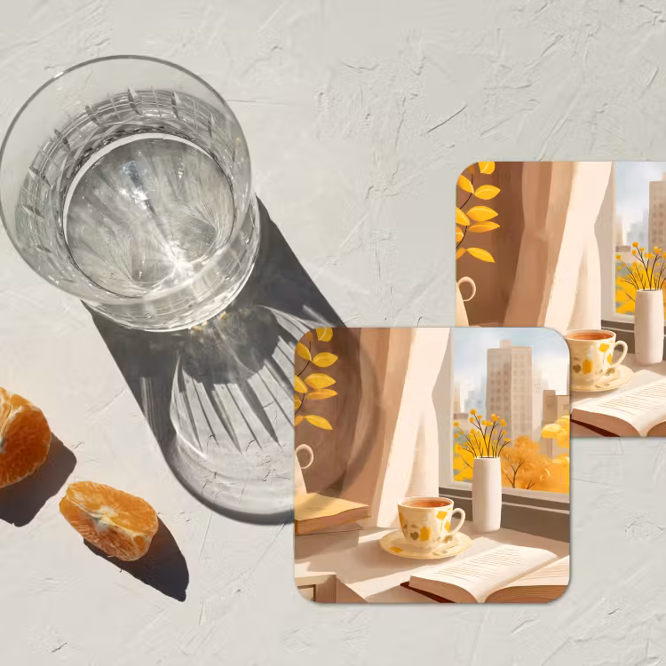 Thee - Boek - Thee - Herfst onderzetter kurk middel -sfeer4