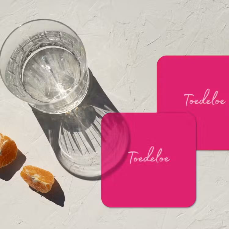 Toedeloe - Roze onderzetter kurk middel -sfeer4