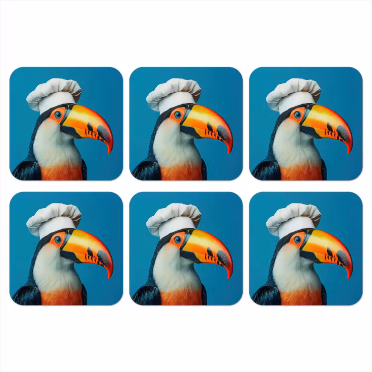 Toekan - Papegaai - Vogel - Koksmuts onderzetter kurk middel -3d
