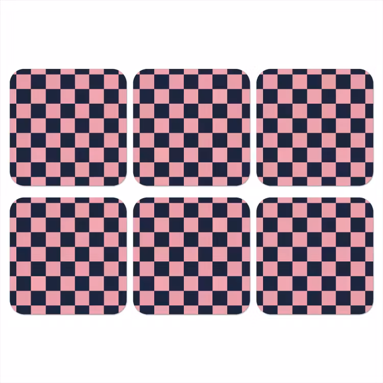 Traditioneel - Patroon - Blauw - Roze onderzetter kurk middel 366 -3d