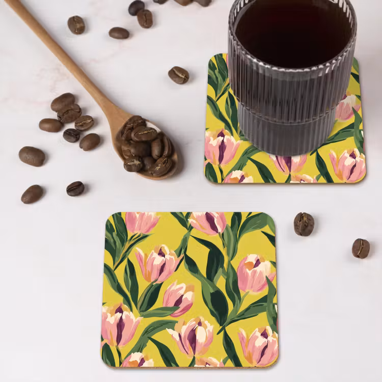 Tulpen - Botanisch - Geel onderzetter kurk middel 366 -sfeer2