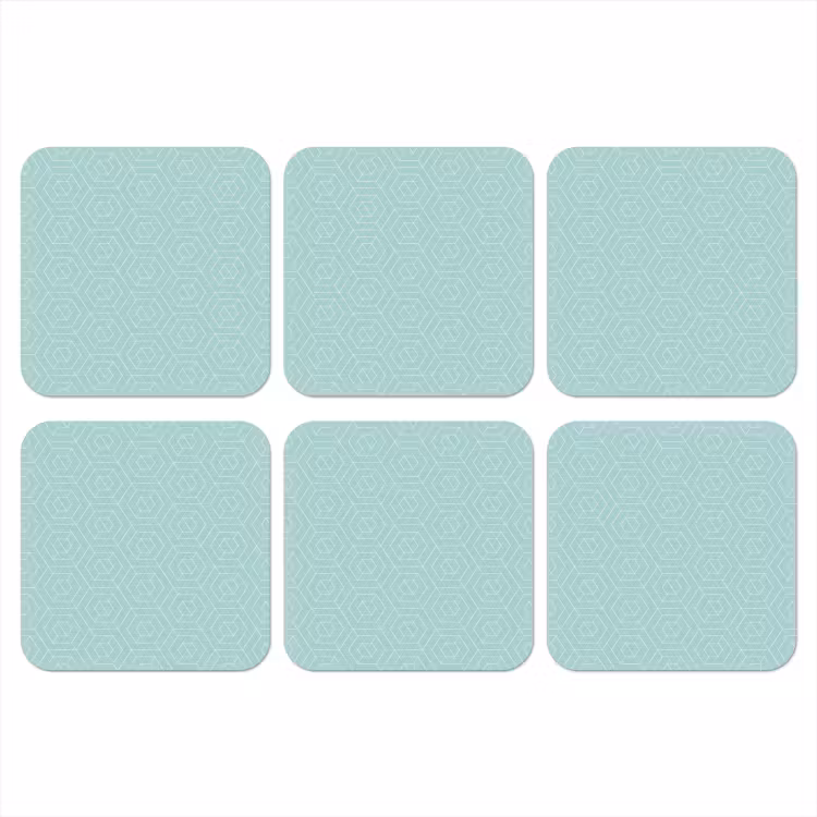 Turquoise - Patroon - Lijnen onderzetter kurk middel 366 -3d