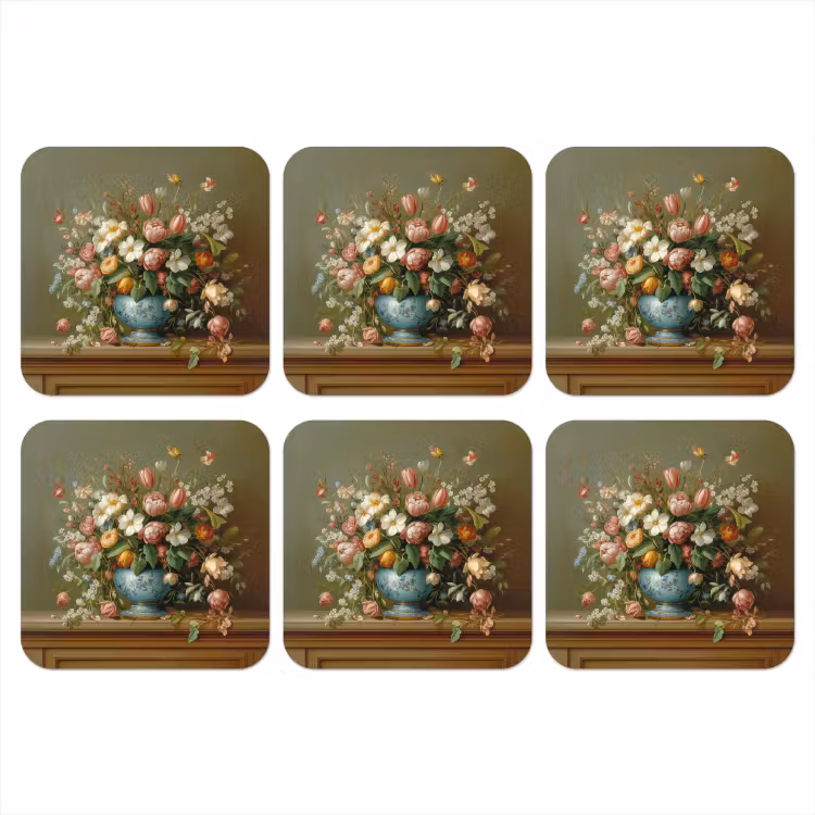 Vaas - Pastel - Kleuren - Bloemen onderzetter kurk middel -3d
