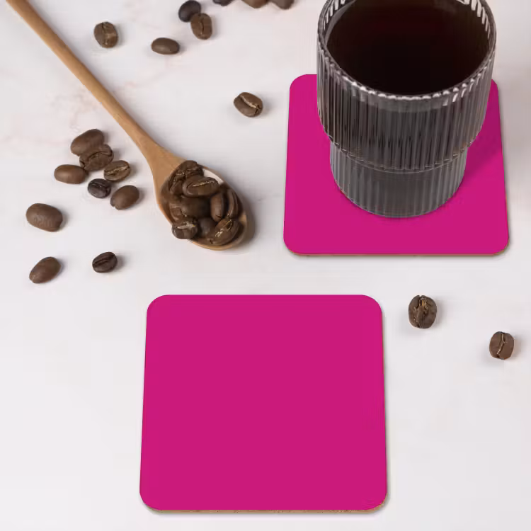 Velvet - Magenta - Roze onderzetter kurk middel 366 -sfeer2