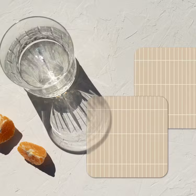 Verticaal - Wandtegel - Crème - Beige onderzetter kurk middel 366 -sfeer4