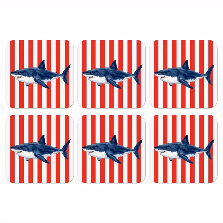 Vis - Haai - Zee - Illustratie - Blauw onderzetter kurk middel -3d