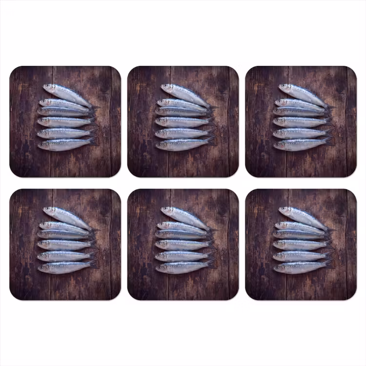 Onderzetter - Vis - Hout - Eten - Vis - Hout - Eten onderzetter kurk middel