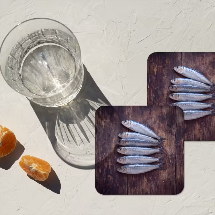 Onderzetter - Vis - Hout - Eten - Vis - Hout - Eten onderzetter kurk middel