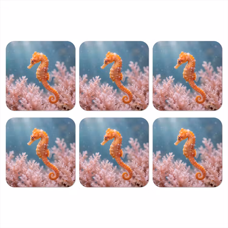 Vis - Koraal - Oceaan - Macro - Oranje onderzetter kurk middel -3d