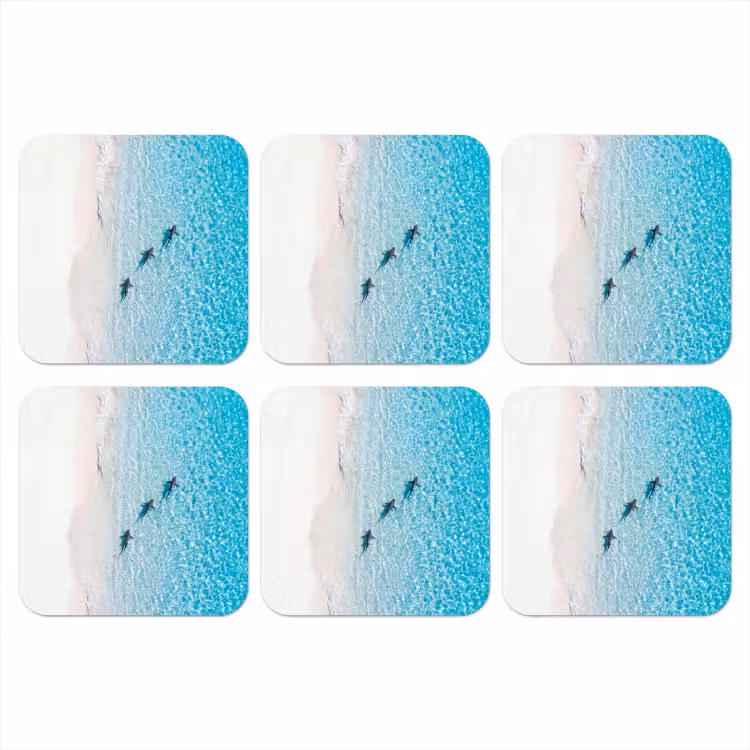 Vis - Oceaan - Strand - Turquoise - Natuur onderzetter kurk middel -3d
