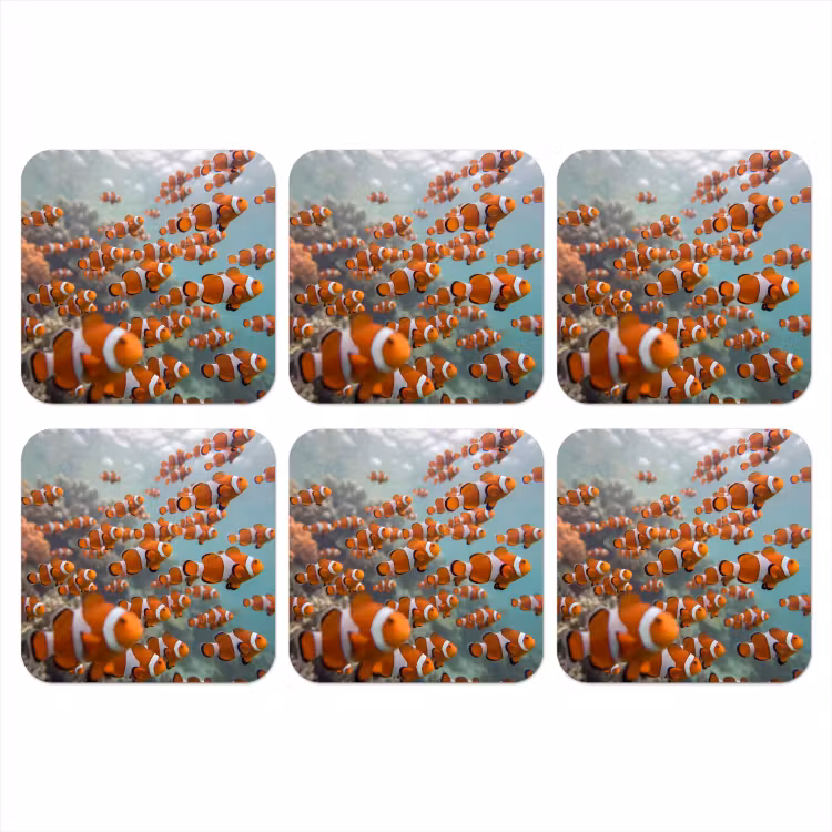 Vis - School - Onderwater - Dieren - Oranje onderzetter kurk middel -3d